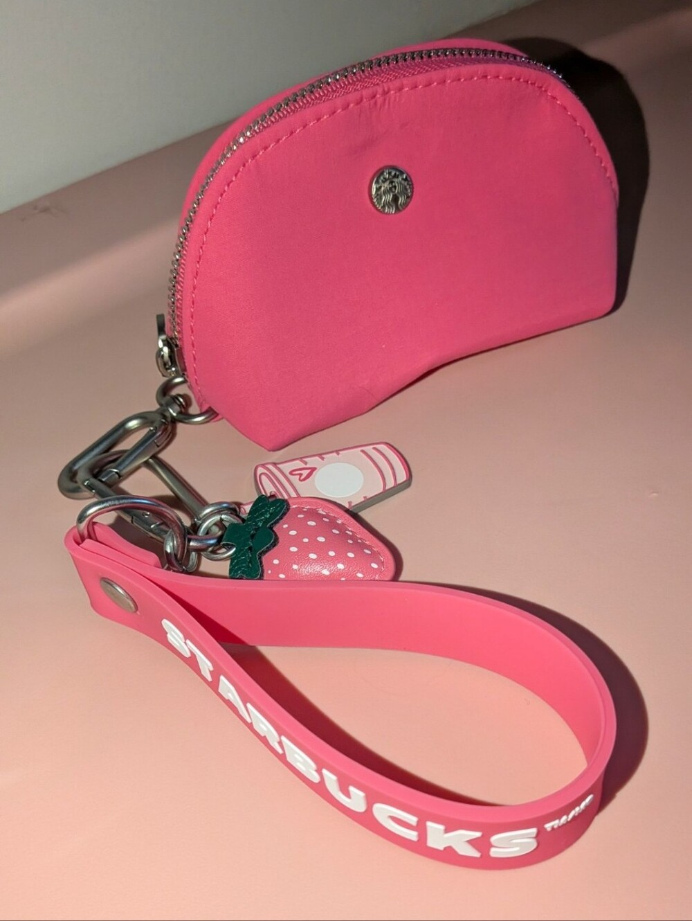 Starbucks Pink Coin Pouch Keychain Wristlet